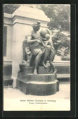 AK Hamburg, Kaiser Wilhelm Denkmal, Gruppe Verkehrswesen