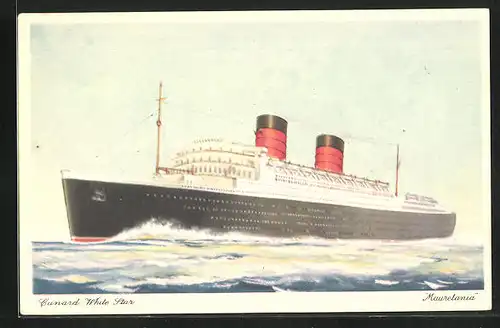 AK Passagierschiff Mauretania auf hoher See, Cunard White Star Line