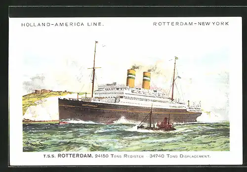 AK Passagierschiff T. S. S. Rotterdam im Liniendienst zwischen Rotterdam und New York, Holland-America Line