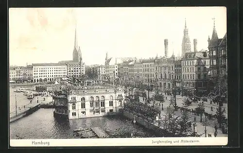 AK Hamburg-Neustadt, Jungfernstieg und Alsterdamm