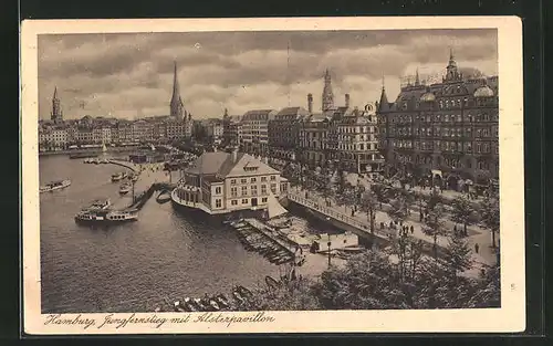 AK Hamburg-Neustadt, Jungfernstieg und Alsterpavillon