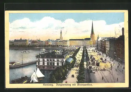 AK Hamburg-Neustadt, Jungfernstieg mit Alsterpavillon