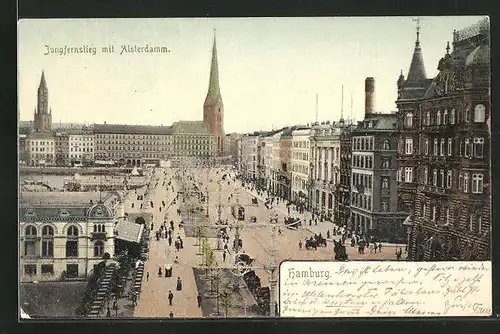 AK Hamburg-Neustadt, Jungfernstieg mit Alsterdamm