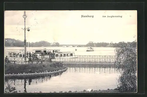 AK Hamburg-Neustadt, Alsterboote am Jungfernstieg