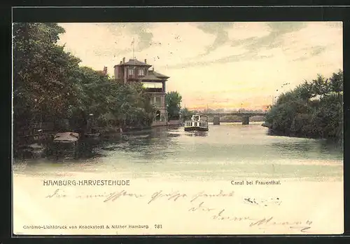 AK Hamburg-Harvestehude, Canal bei Frauenthal
