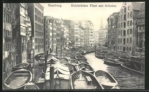 AK Alt-Hamburg, Holzbrücker Fleet mit Schuten
