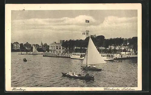 AK Hamburg-Uhlenhorst, Uhlenhorster Fährhaus vom Wasser aus gesehen