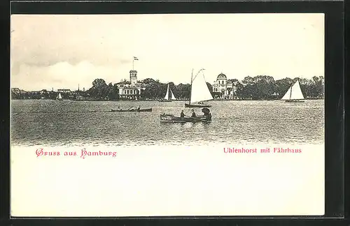 AK Hamburg-Uhlenhorst, Alsterpartie mit Uhlenhorster Fährhaus