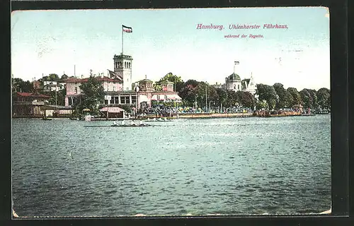 AK Hamburg-Uhlenhorst, Uhlenhorster Fährhaus während der Regatta