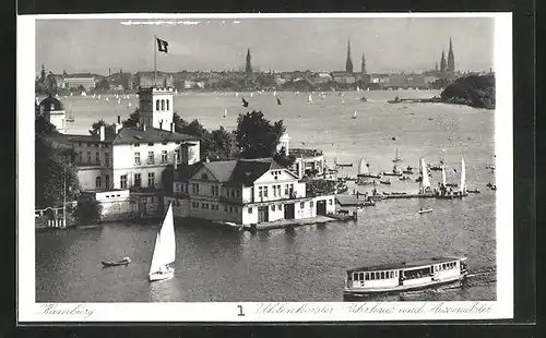 AK Hamburg-Uhlenhorst, Uhlenhorster Fährhaus und Aussenalster aus der Vogelschau