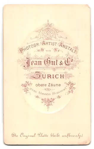 Fotografie Jean Gut & Cie, Zürich, Obere Zäune, Brustportrait bürgerlicher Herr in modischer Kleidung