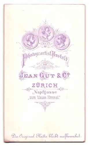 Fotografie Jean Gut & Co., Zürich, Napfgasse, Portrait junge Dame im hübschen Kleid