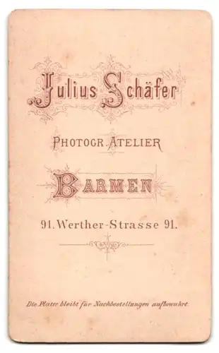 Fotografie Julius Schäfer, Barmen, Werther-Strasse 91, Portrait junge Dame mit zeitgenössischer Frisur