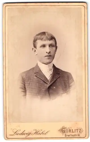Fotografie Ludwig Habel, Görlitz, Breitestrasse 16, Portrait junger Herr in modischer Kleidung