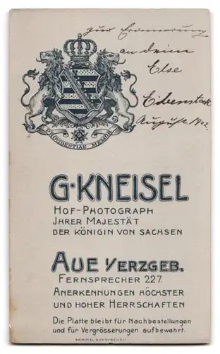 Fotografie G. Kneisel, Aue i /Erzgeb., Portrait junge Dame mit zurückgebundenem Haar