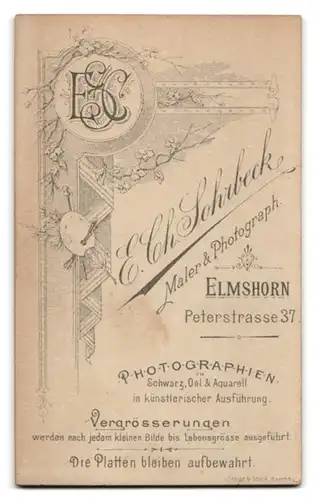 Fotografie E. Ch. Sohrbeck, Elmshorn, Peterstrasse 37, kleines Mädchen mit Latz