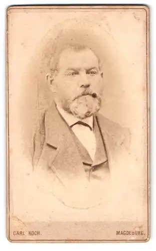 Fotografie Carl Koch, Magdeburg, Grüne Arm-Str. 14, Portrait stattlicher Herr mit grauem Haar und Bart