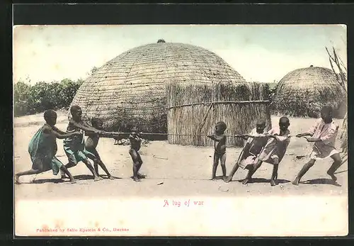 AK Afrikanische Kinder beim Seilziehen