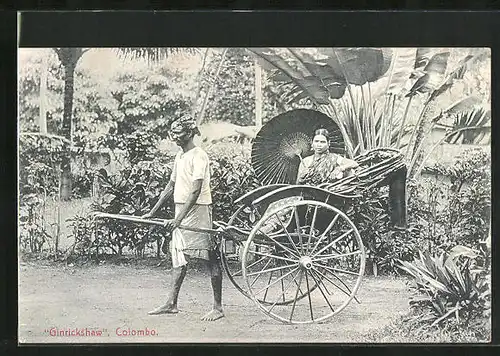 AK Colombo /Sri Lanka, Ginrickshaw, Rikscha-Fahrer