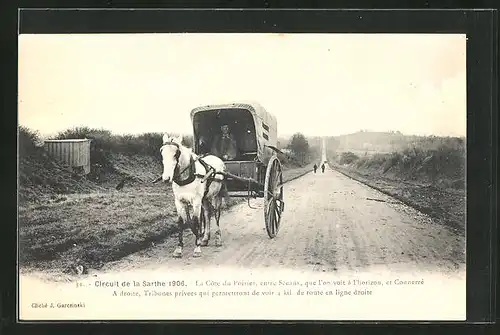 AK Circuit de la Sarthe 1906, La Cote du Porier, Autorennen