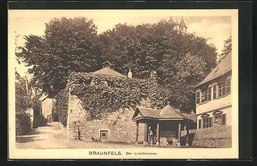 AK Braunfels, Ortspartie mit Leierbrunnen