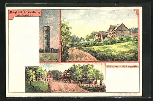 Künstler-AK Adlersberg, Berghotel, Altes Stutenhaus