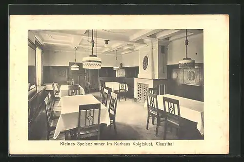 AK Clausthal, Kleines Speisezimmer im Kurhaus Voigtslust