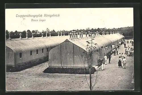 AK Königsbrück, Truppenübungsplatz, Neues Lager mit Soldaten