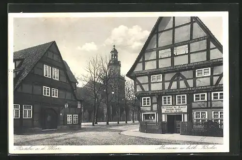 AK Rinteln a. de. Weser, Gasthaus mit Museum und lutherischer Kirche