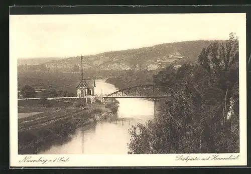 AK Naumburg a. d. Saale, Saalepartie mit Hennenbrücke