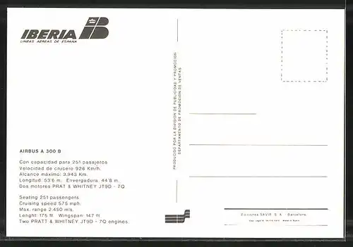 Künstler-AK Flugzeug Airbus A 300 B von Iberia