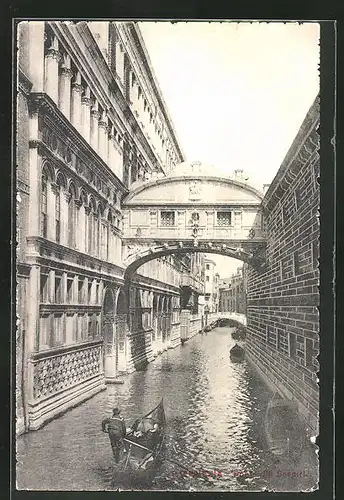 AK Kanal mit Bogen, Mann auf Boot
