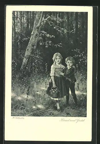 AK Hänsel und Gretel im Wald, Märchen
