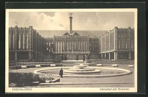 AK Köln, Pressa Ausstellung 1938, Messehof mit Brunnen