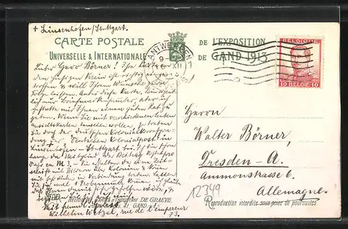 AK Gand, Expostition Universelle et Internationale 1913, L`Entrée principale