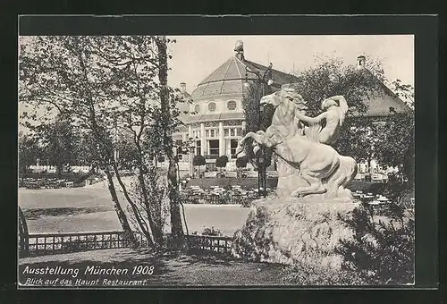 AK München, Ausstellung 1908, Haupt-Restaurant