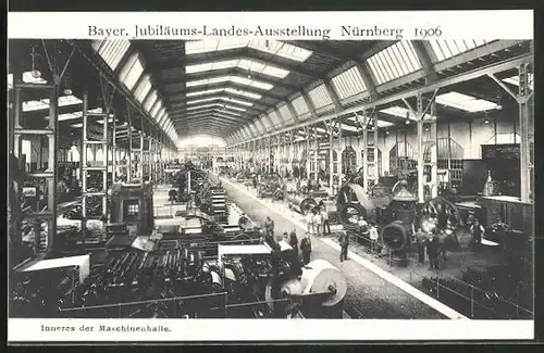 AK Nürnberg, Bayerische Jubiläums-Landes-Ausstellung 1906, Inneres der Maschinenhalle