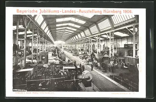 AK Nürnberg, Bayerische Jubiläums-Landes-Ausstellung 1906, Inneres der Maschinenhalle