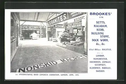 AK London, 3rd International road Congress Exhibition 1913, Innenansicht der Ausstellung