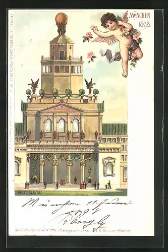 Lithographie München, Ausstellung 1898, Mittelbau
