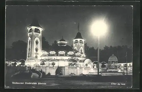 AK Bern, Schweiz. Landes-Ausstellung 1914, Restaurant Studerstein abends