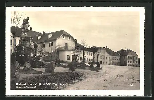 AK Waizenkirchen, Kriegerdenkmal am Platz