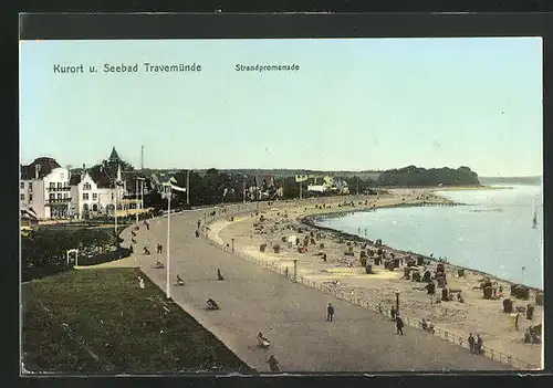 AK Seebad Travemünde, Strandpromenade aus der Vogelschau