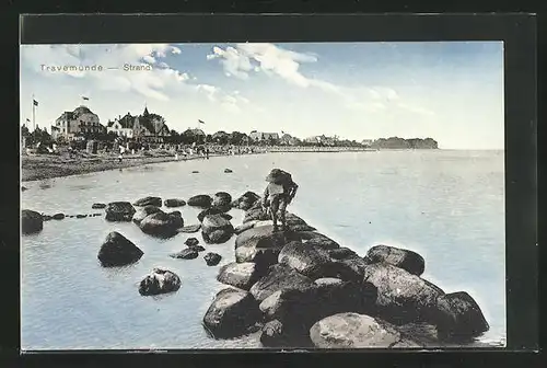 AK Ostseebad Travemünde, Blick zum Strand