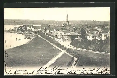 AK Ostseebad Travemünde, Totalansicht aus der Vogelschau