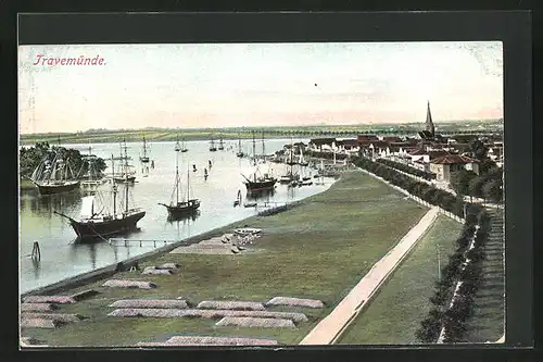 AK Ostseebad Travemünde, Ortsansicht aus der Vogelschau