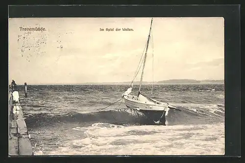 AK Ostseebad Travemünde, Segelboot im Spiel der Wellen