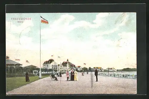 AK Ostseebad Travemünde, Strand mit Villen