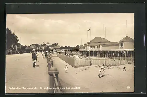 AK Ostseebad Travemünde, Strandpromenade mit Badeanstalt