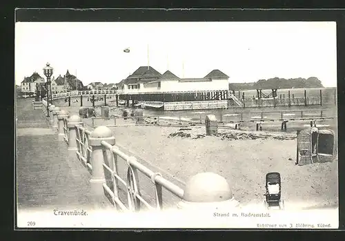 AK Travemünde, Strand mit Badeanstalt